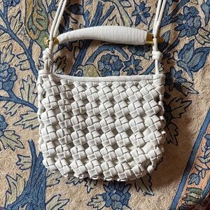 Walter Baker Cream Woven Shoulder Bag